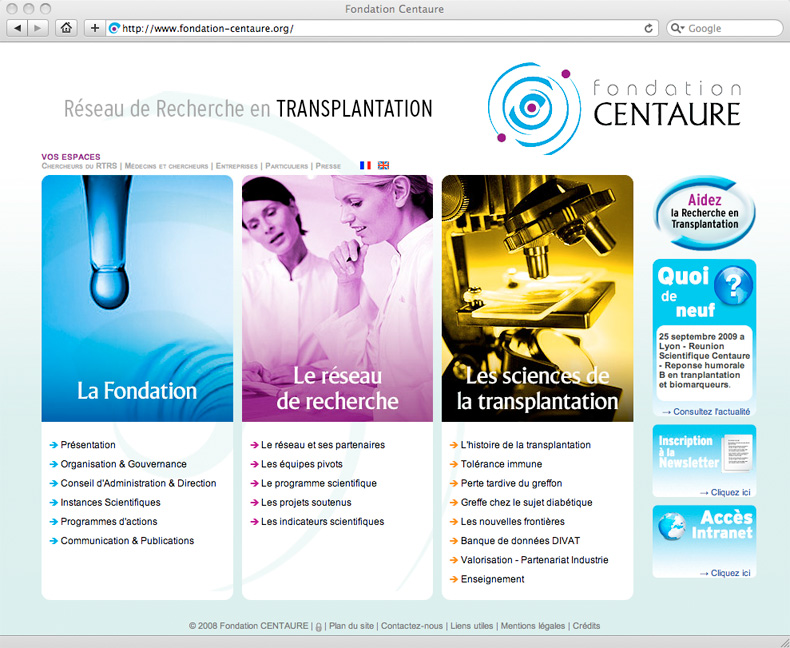Site Internet fondation Centaure