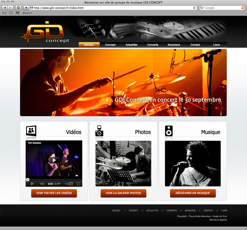 site internet de GDI Concept - Groupe de musique